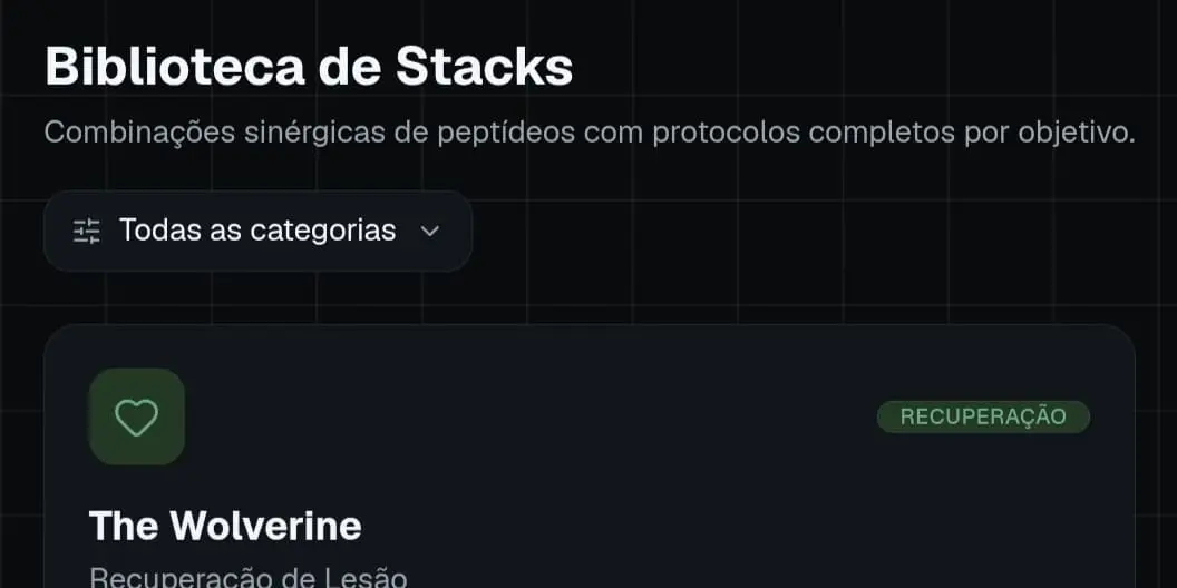 Biblioteca de stacks do Atlas com combinações de peptídeos organizadas por objetivo